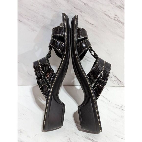 Josef Seibel Women's Black Leather Slip-On Sandals Size 8 Euro 41 - Picture 4 of 4